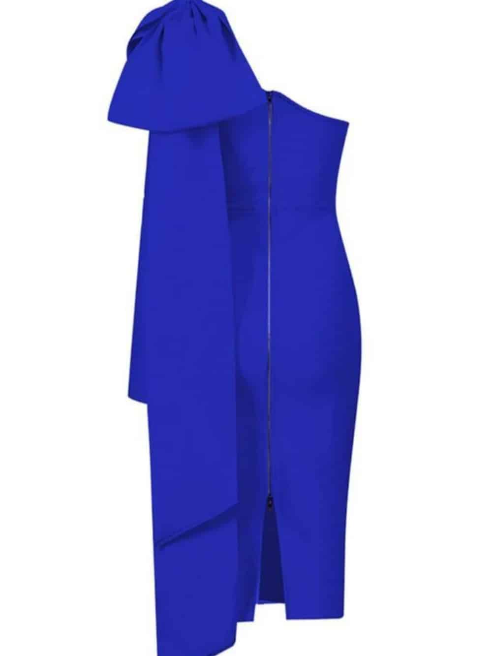 Abbey Blue One Shoulder Bandage Dress